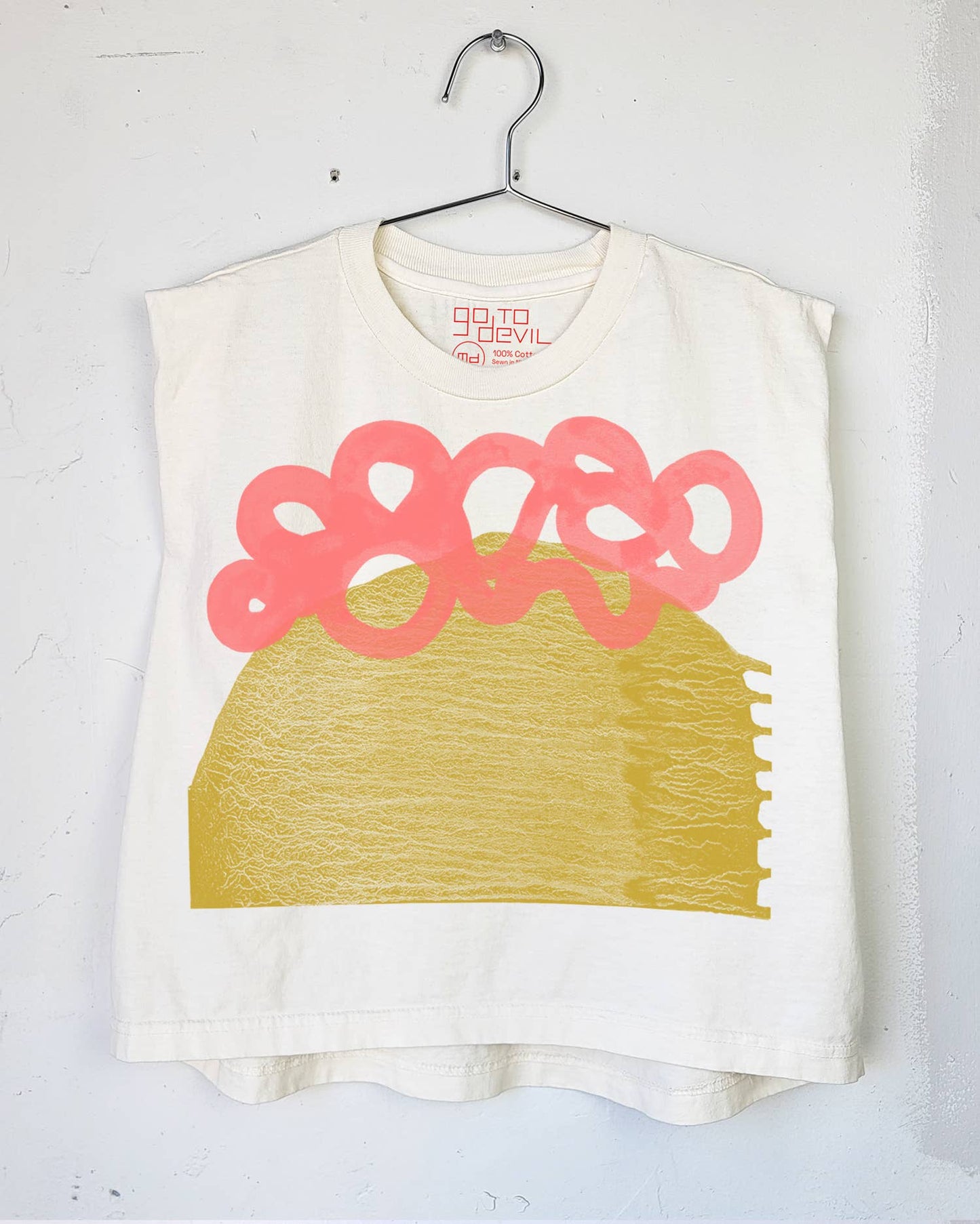 Go To Devil - Wander Womens Heavyweight Muscle Tee: Off White / Md