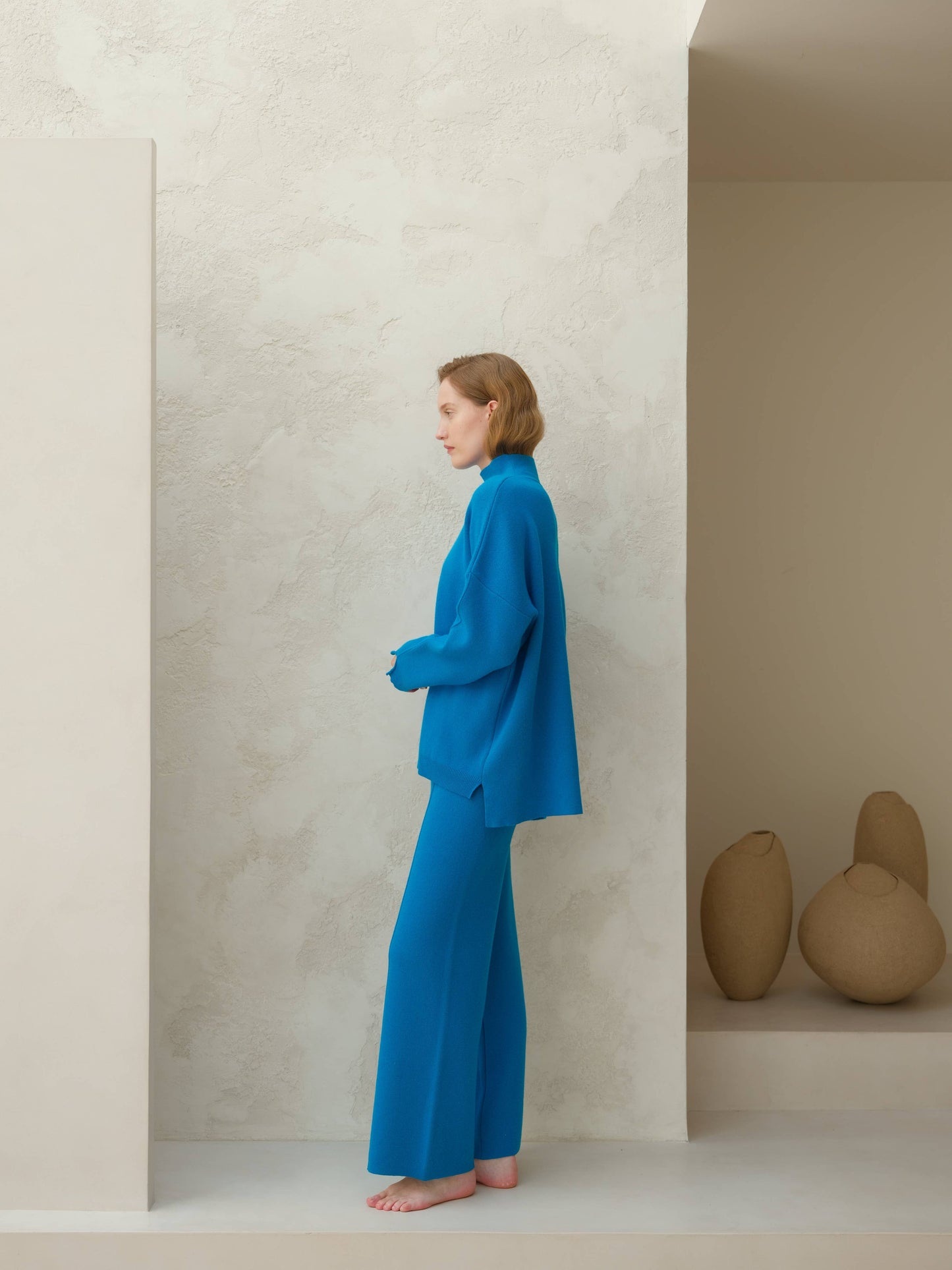 Lèmme - Cashmere blend wide-leg pants: Ceruleo / M