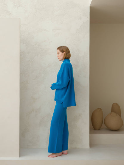 Lèmme - Cashmere blend wide-leg pants: Ceruleo / S