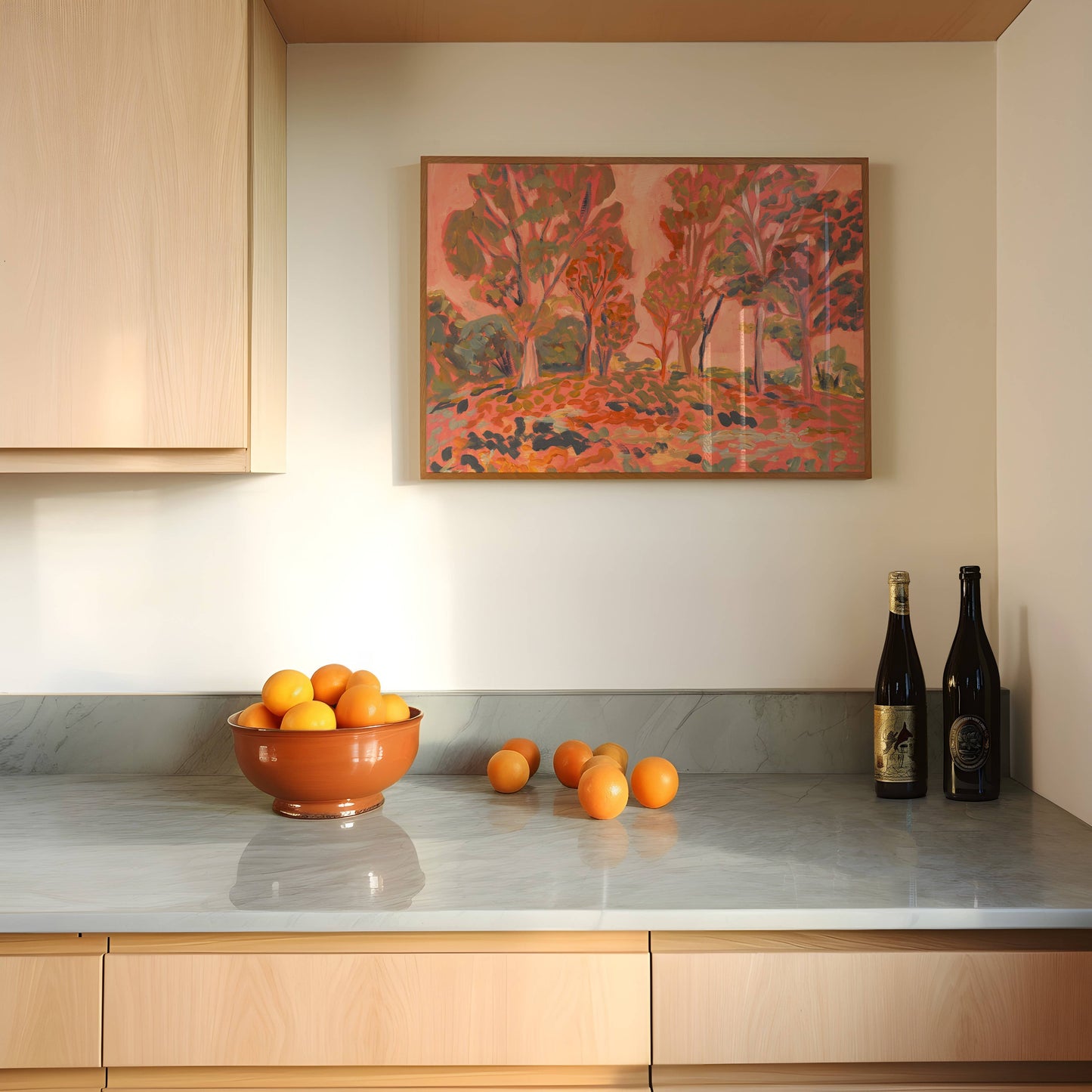 El Baker Art - Antique Pink Western Tree Landscape Print: Unframed, Giclee Paper Print Only / 12×16