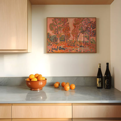 El Baker Art - Antique Pink Western Tree Landscape Print: Unframed, Giclee Paper Print Only / 12×16