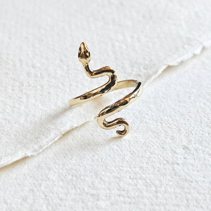Bisjoux - Brass snake serpent cobra ring adjustable handmade: Brass
