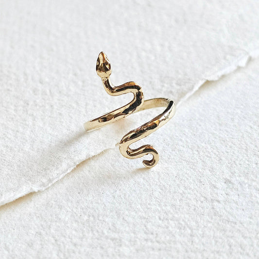 Bisjoux - Brass snake serpent cobra ring adjustable handmade: Brass