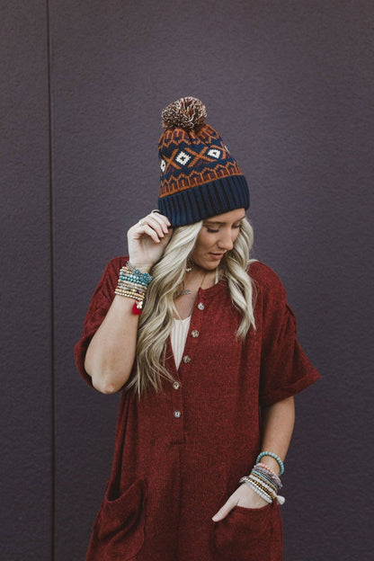 Three Bird Nest - Nili Pom Beanie - Camel Multi: OS