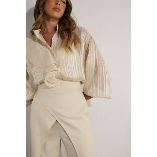 Mulla - Ruffle Blouse - Regular Fit: VANILLA / L