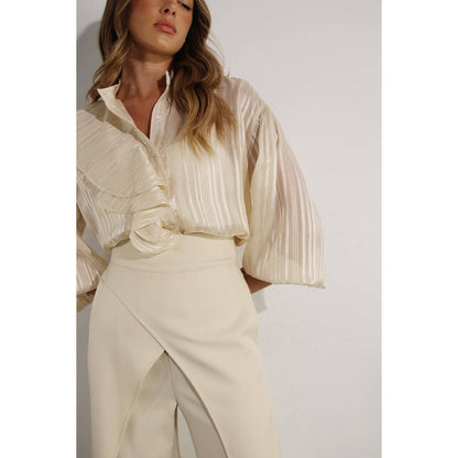 Mulla - Ruffle Blouse - Regular Fit: VANILLA / M