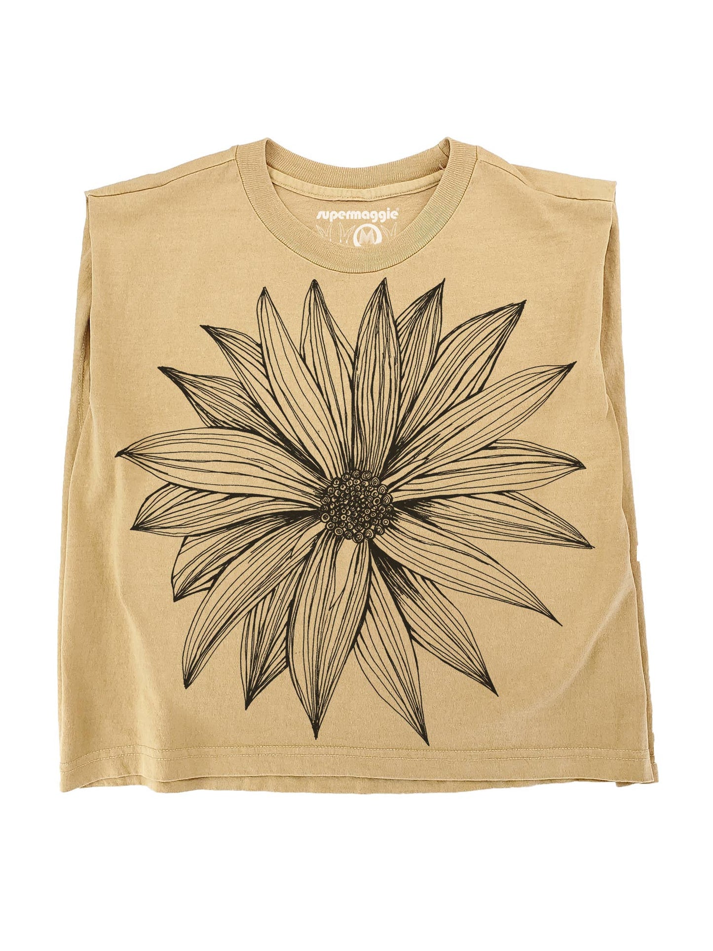 Supermaggie @ Faire - Big Flower Maisie Heavyweight Muscle Tee: Off Black / Sm
