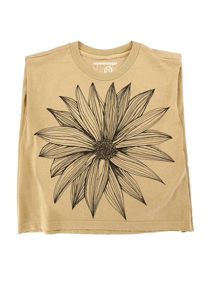 Supermaggie @ Faire - Big Flower Maisie Heavyweight Muscle Tee: Off Black / Lg