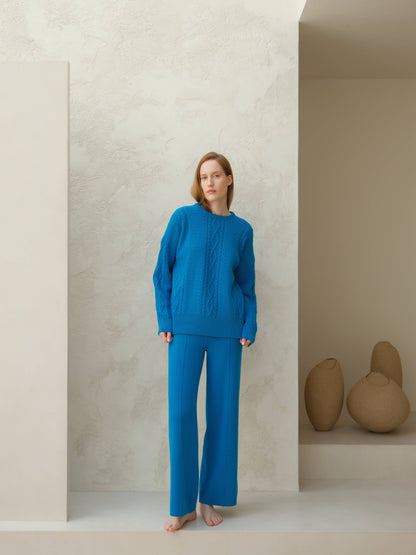 Lèmme - Cashmere blend wide-leg pants: Ceruleo / M