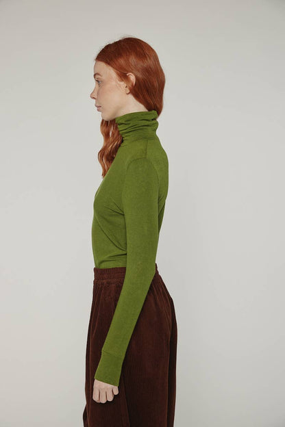 amente - Wool blend lightweight turtleneck: Green / Solid / M/L