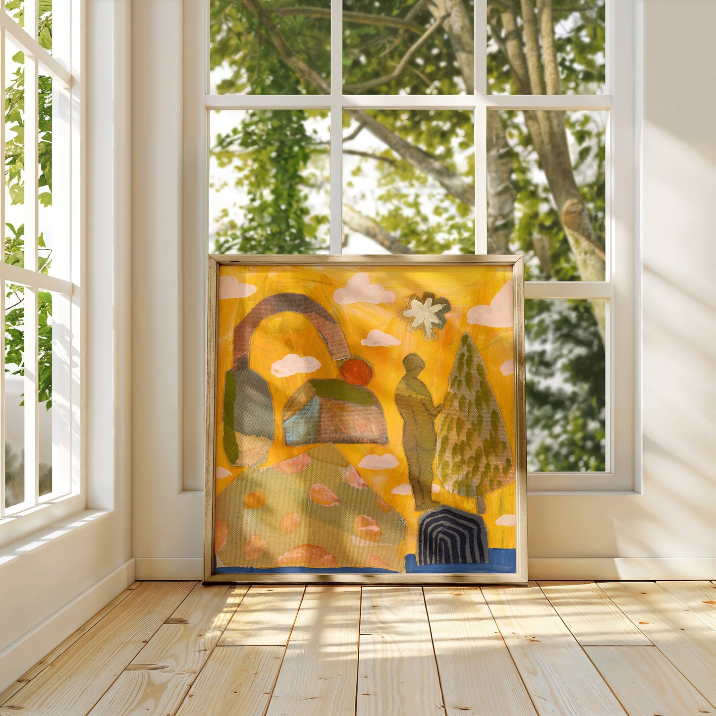 El Baker Art - Retro Nature Abstract Figure Art Print: Unframed, Giclee Paper Print Only / 16×16