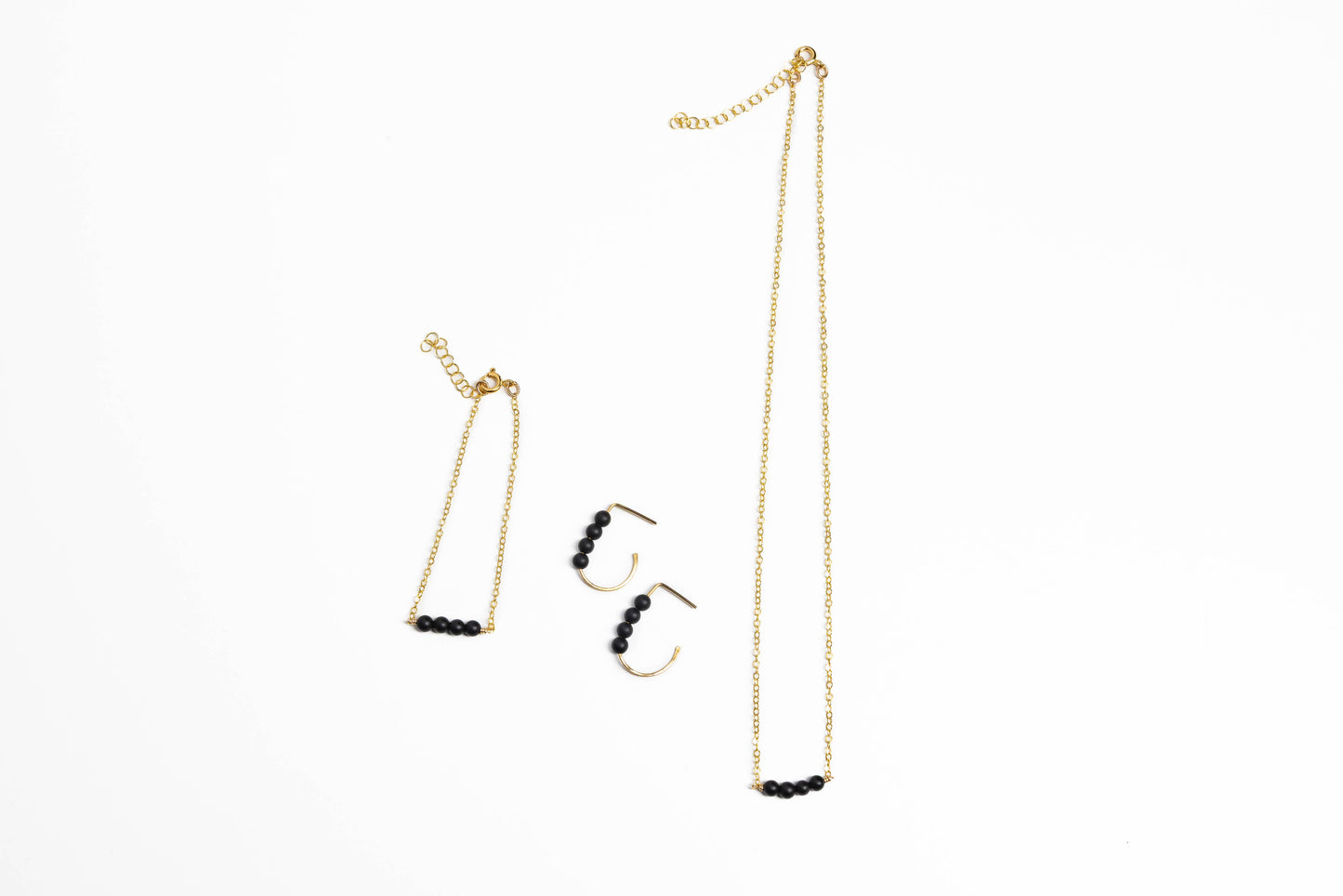 Forai - Jordan Black Onyx Beaded Earrings in 14 Karat Gold Filled