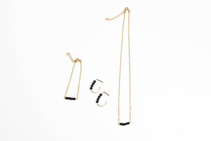 Forai - Jordan Black Onyx Beaded Earrings in 14 Karat Gold Filled