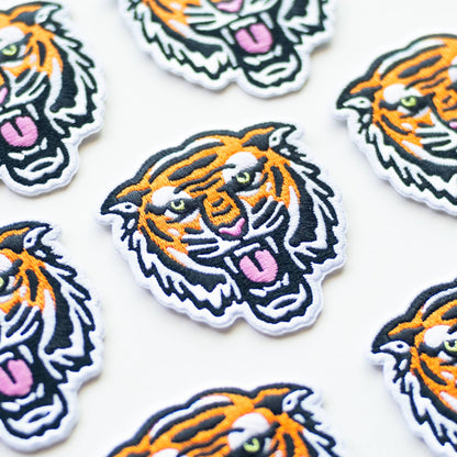 Union Made - Bengal Tiger Face Embroidered Iron on Patch: Yes