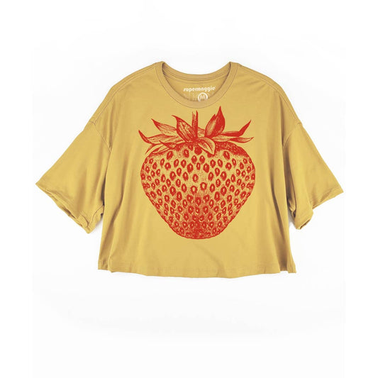 Supermaggie @ Faire - Strawberry Clover Crop Tee: Mustard / Xl