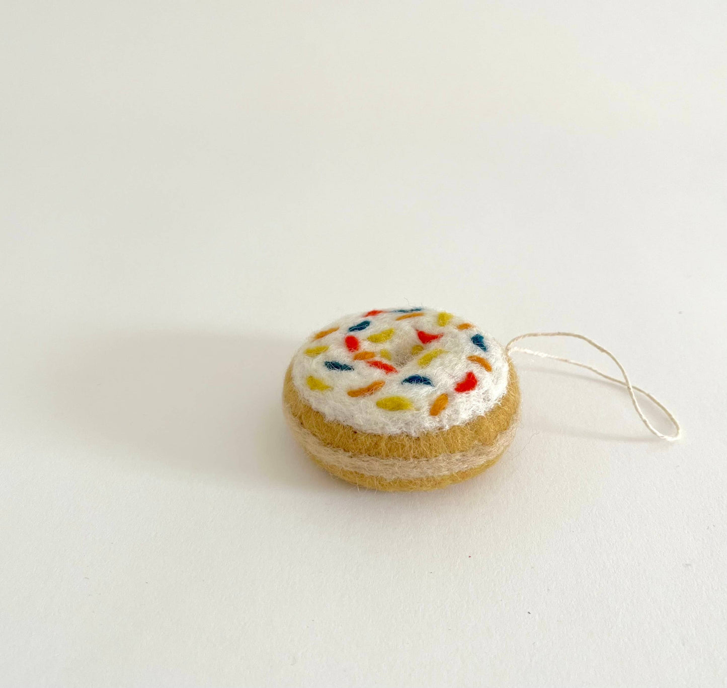 PetitFelts - White Glazed Donut Ornament
