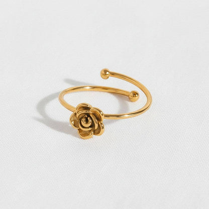 paperln - Floral Design Open Ring in Stainless Steel