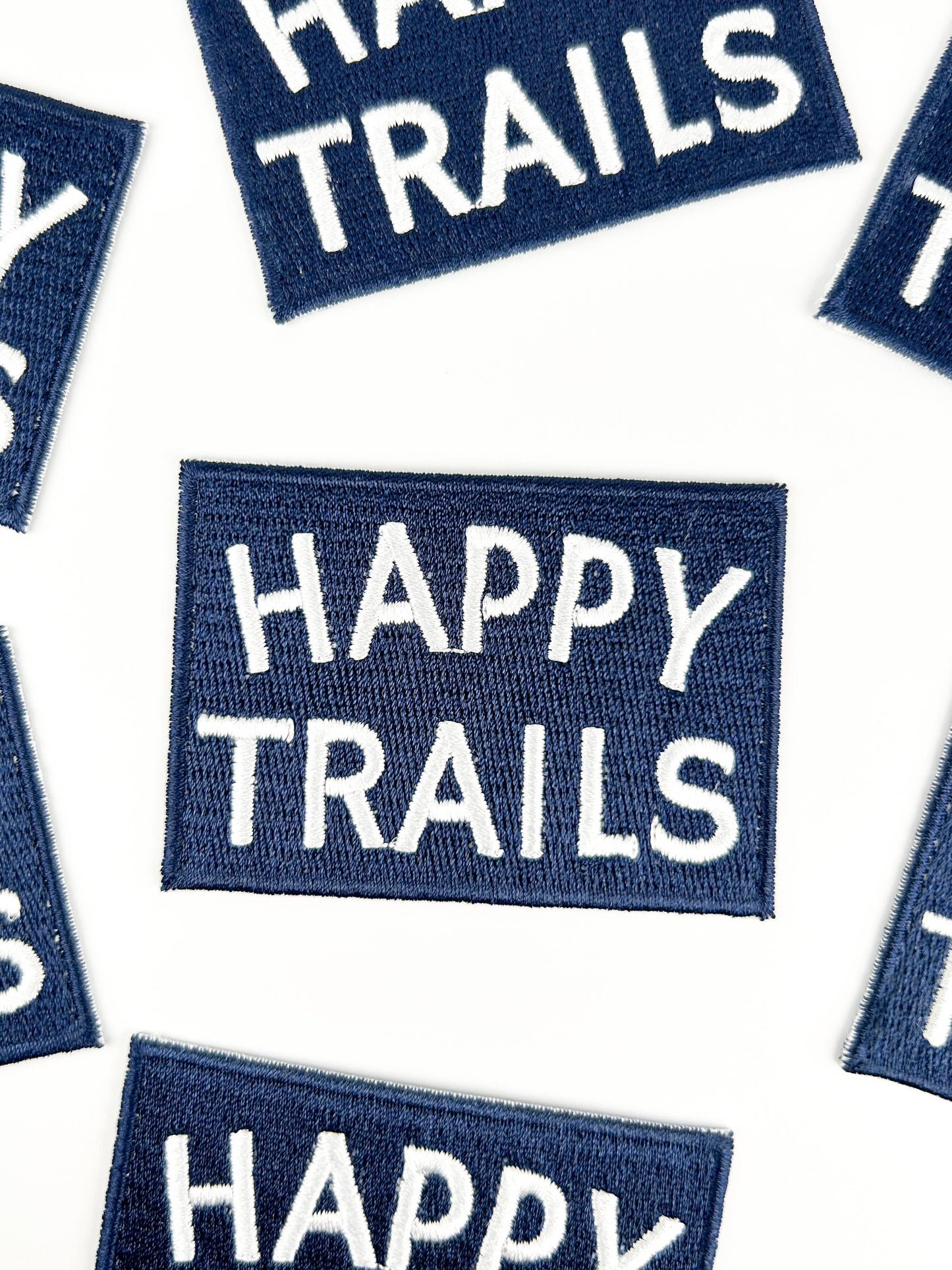 Field Trip Threads - Happy Trails Embroidered Iron-On Patch in Navy & White