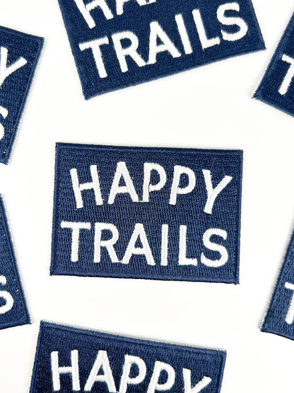 Field Trip Threads - Happy Trails Embroidered Iron-On Patch in Navy & White