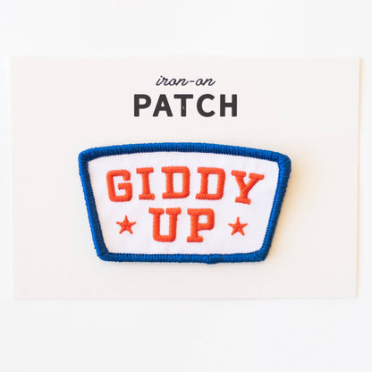 Union Made - Giddy Up Embroidered Iron on Patch - Red, White and Blue: Yes