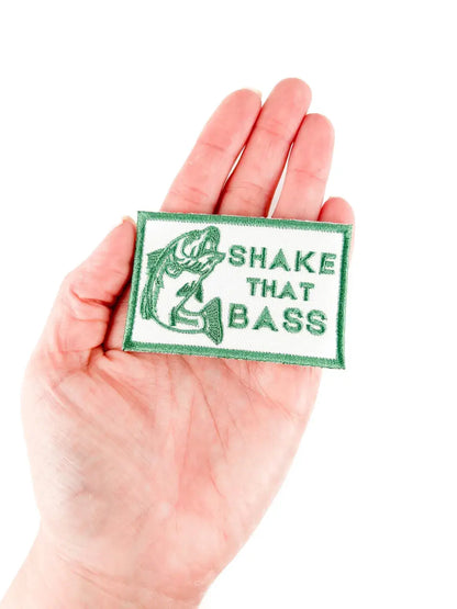 Field Trip Threads - Shake That Bass Embroidered Iron-On Patch River Fishing