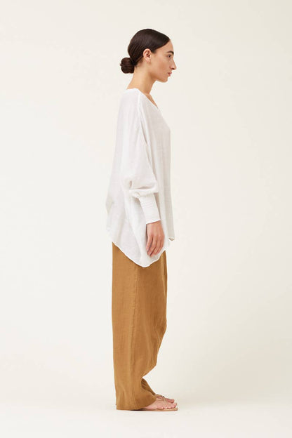 Grade & Gather - 40250PP - SMOCKED SLEEVE BLOUSE: CHARTREUSE / MEDIUM/LARGE