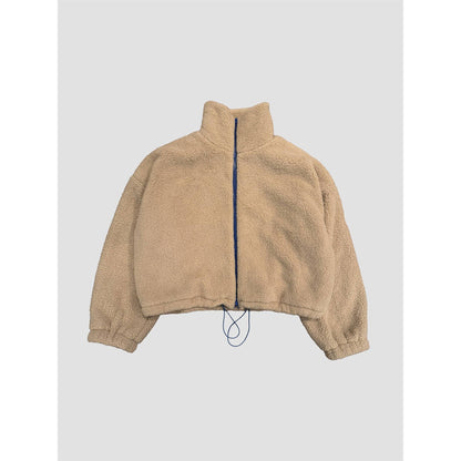 The Blank Lab - CONTRAST ZIP SHERPA JACKET-AAB648: GREEN / PINK ZIP / S-M-L(2-2-2)