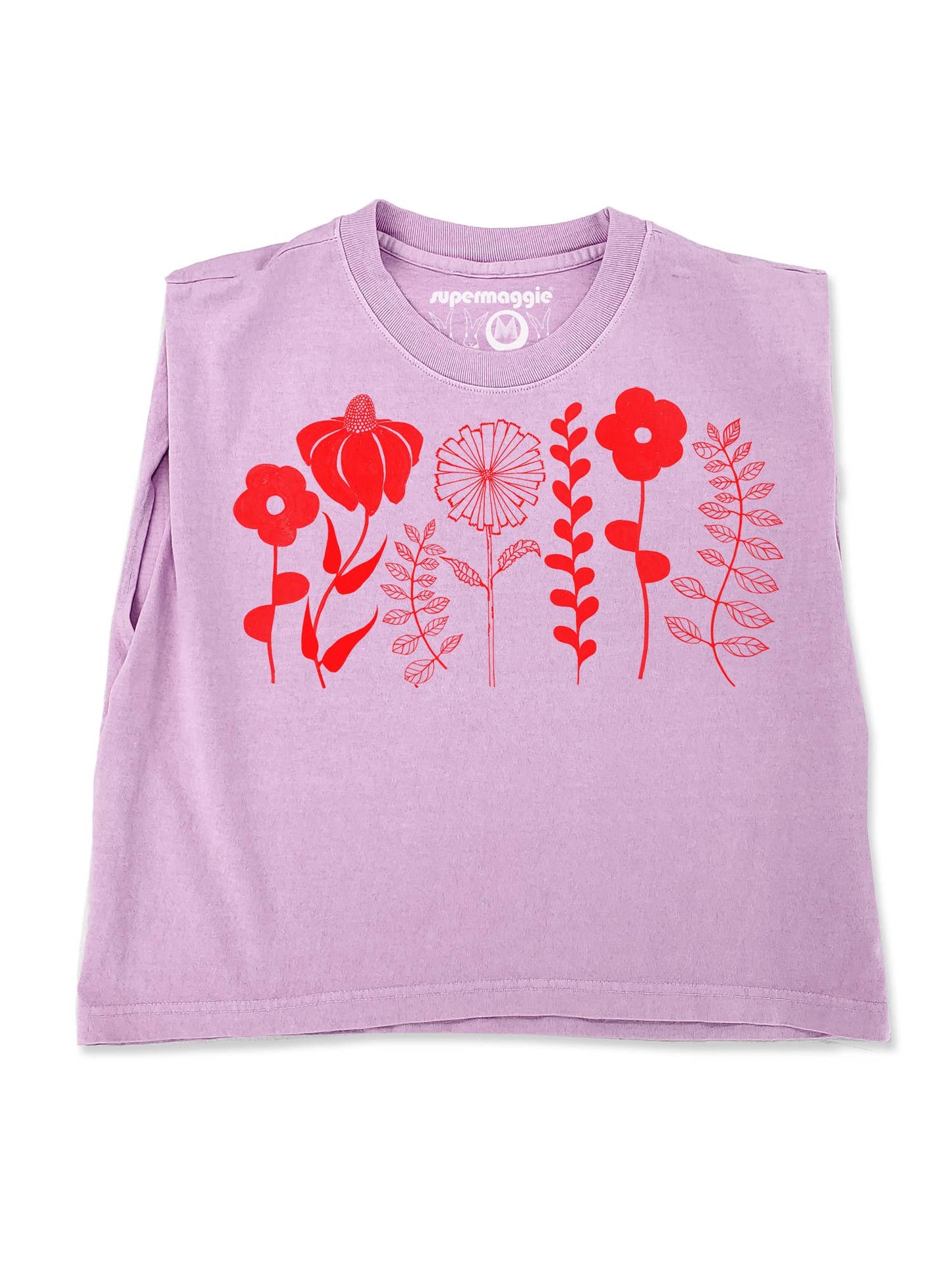 Supermaggie @ Faire - Spring Flowers Maisie Heavyweight Muscle Tee: Pink Lavender / Lg