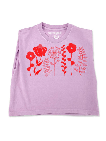 Supermaggie @ Faire - Spring Flowers Maisie Heavyweight Muscle Tee: Pink Lavender / Md