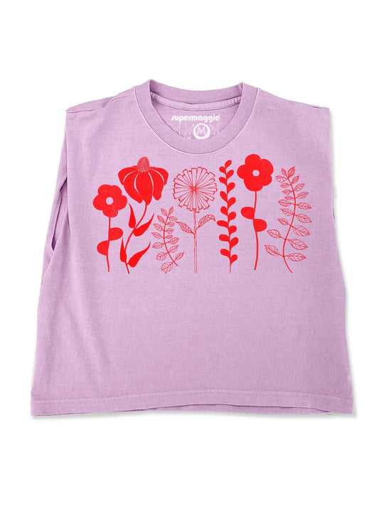 Supermaggie @ Faire - Spring Flowers Maisie Heavyweight Muscle Tee: Pink Lavender / Sm