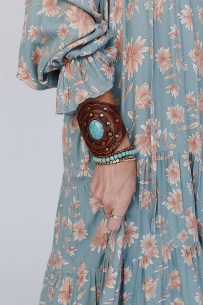 Three Bird Nest - Aegean Boho Leather Cuff Bracelet - Brown: Brown