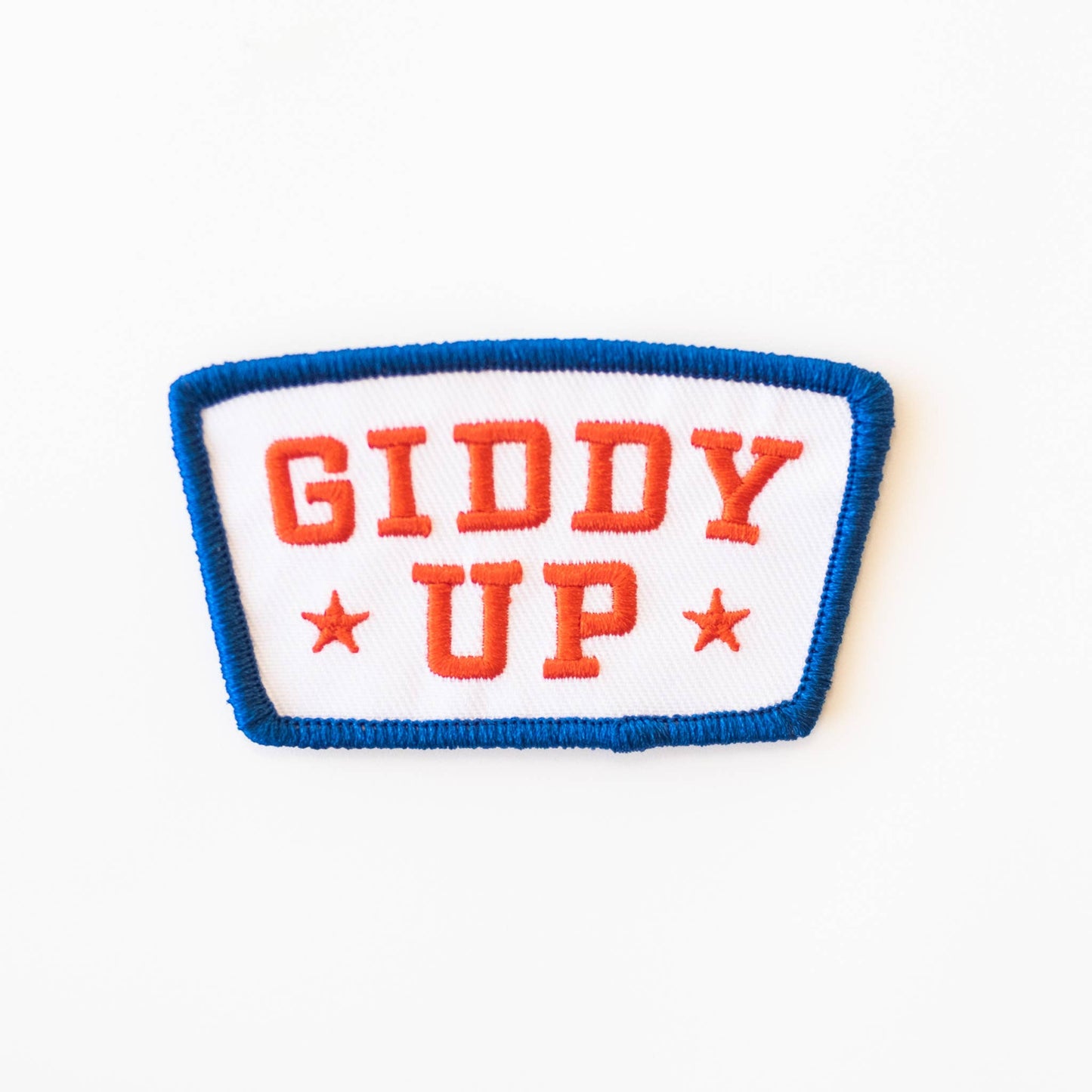 Union Made - Giddy Up Embroidered Iron on Patch - Red, White and Blue: Yes