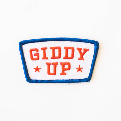 Union Made - Giddy Up Embroidered Iron on Patch - Red, White and Blue: Yes