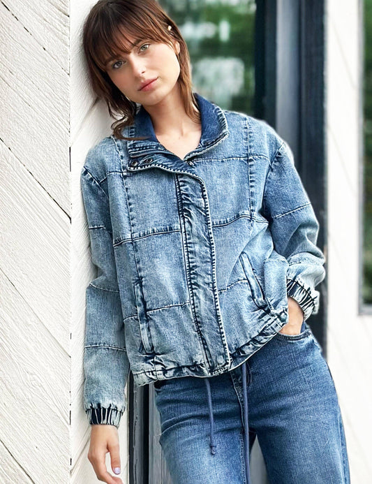 WASH LAB - Puff Adder Jacket: Washed Blue / M