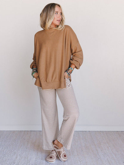 Three Bird Nest - Brayden Oversized Pullover - Camel: Camel / M