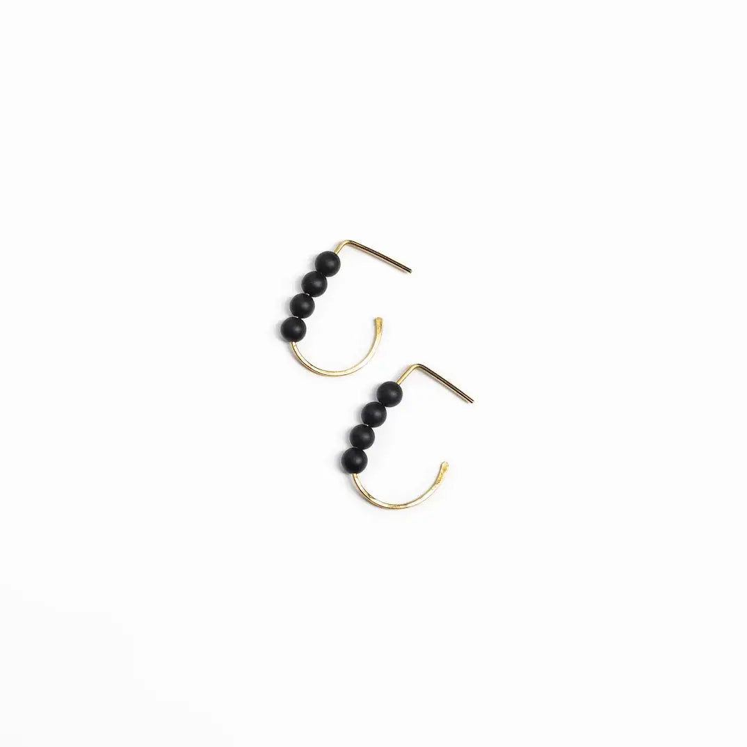 Forai - Jordan Black Onyx Beaded Earrings in 14 Karat Gold Filled