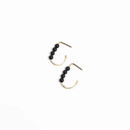 Forai - Jordan Black Onyx Beaded Earrings in 14 Karat Gold Filled