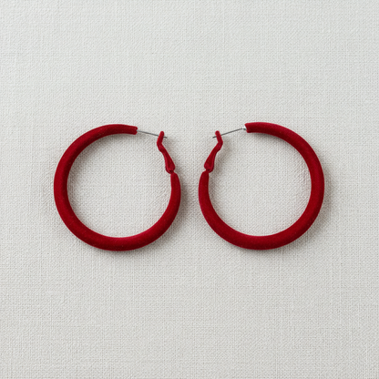 paperln - Red Velvet Geometric Circle Earrings