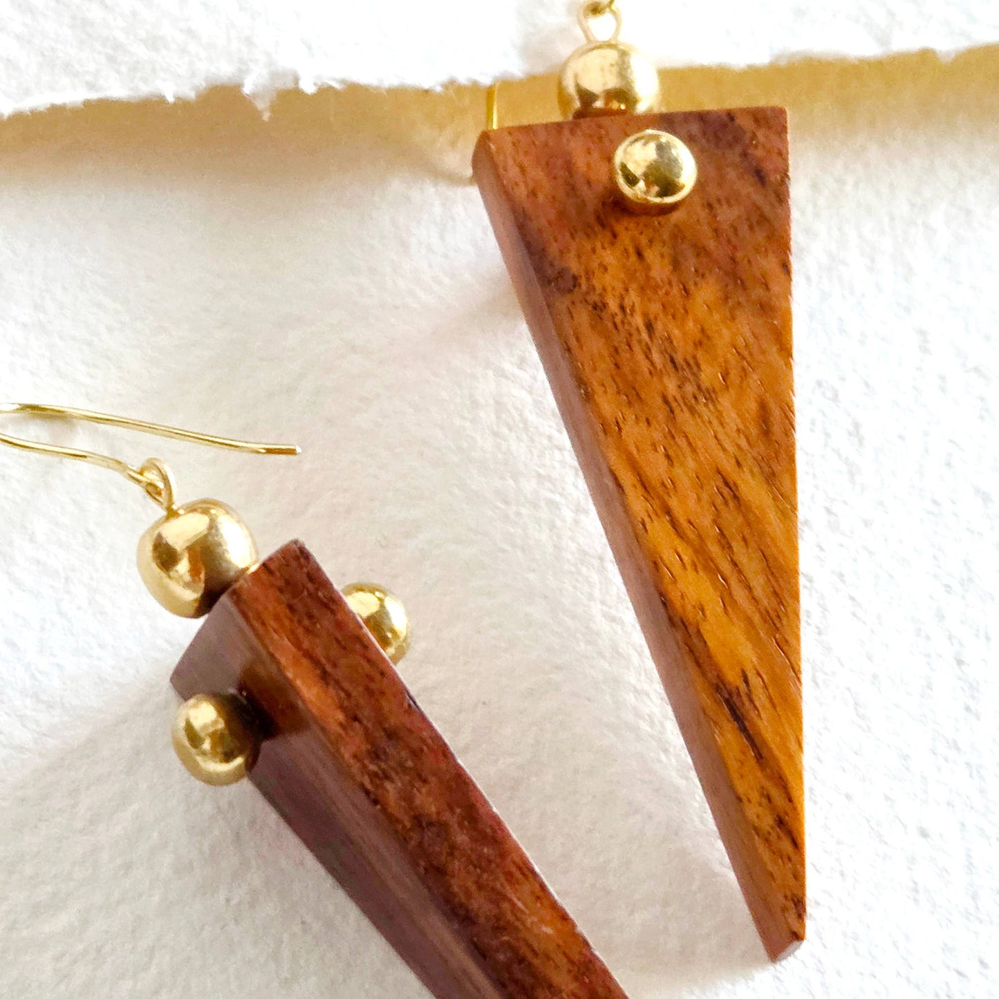 Bisjoux - Brass wood spike sphere earrings handmade exclusive