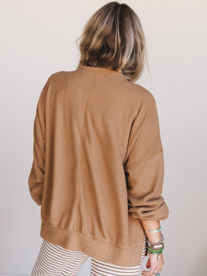 Three Bird Nest - Brayden Oversized Pullover - Camel: Camel / XL