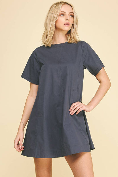 PINCH - TUNIC MINI DRESS WITH TUCKED DETAIL AT BACK - 6756D: DEEP NAVY / L