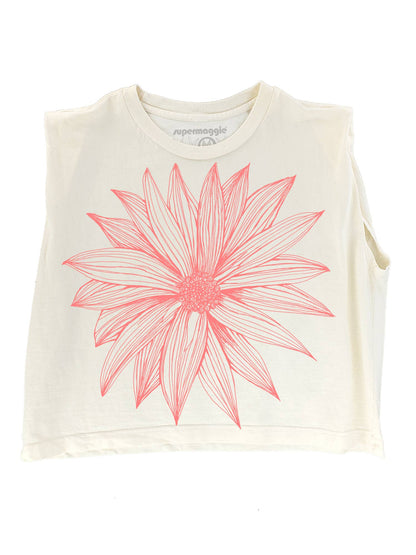 Supermaggie @ Faire - Big Flower Maisie Heavyweight Muscle Tee: Off Black / Md