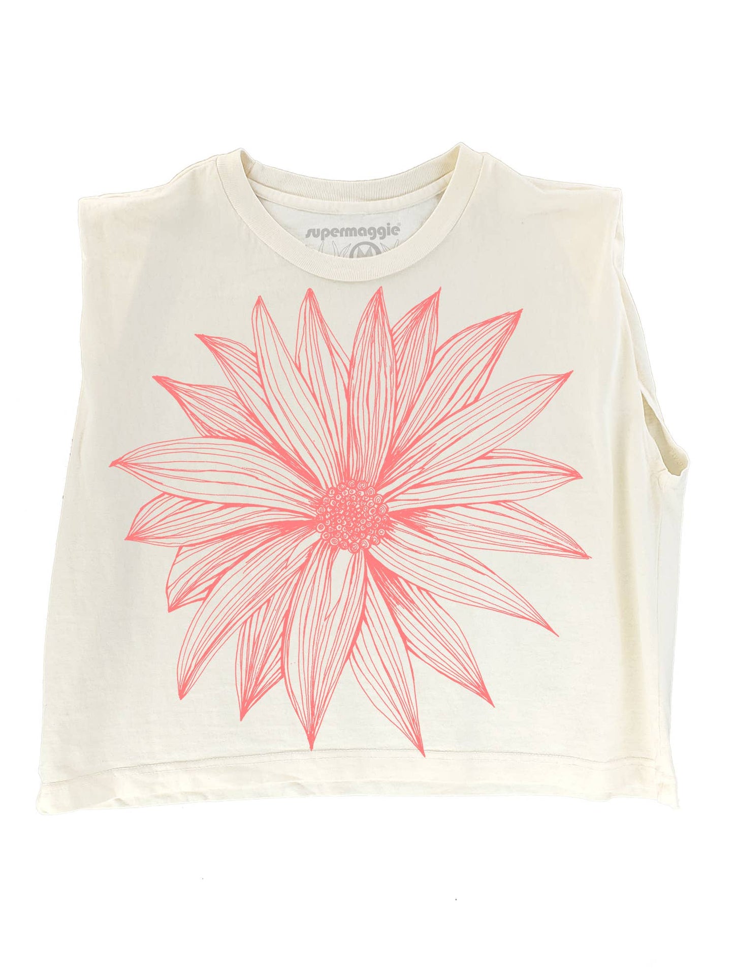 Supermaggie @ Faire - Big Flower Maisie Heavyweight Muscle Tee: Off Black / Lg