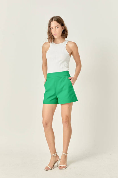 English Factory - High Waisted Mini Shorts: IVORY / XS