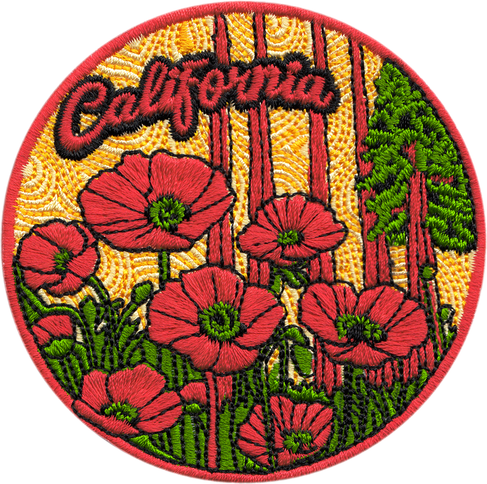 Square Deal Recordings & Supplies - Patch - California - Red Poppies And Trees - Nature Travel