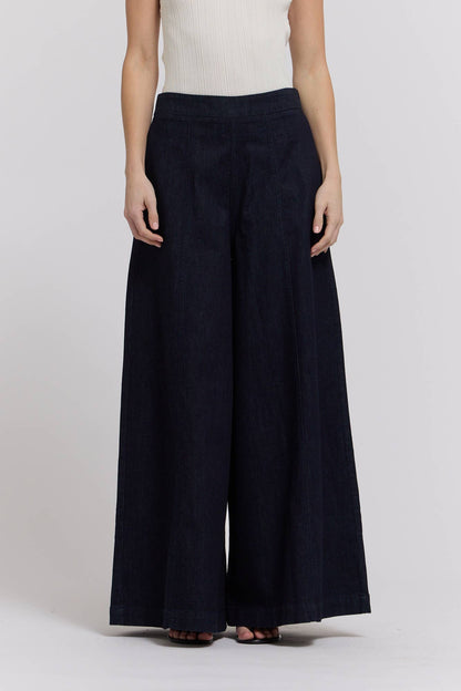 Grade & Gather - 50906BD - DENIM PANEL MAXI SKIRT: DEEP INDIGO / Contemporary / MEDIUM