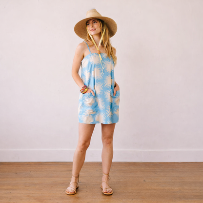 Sunshine Tienda - Blue Palm Geo Grotto Dress: XS