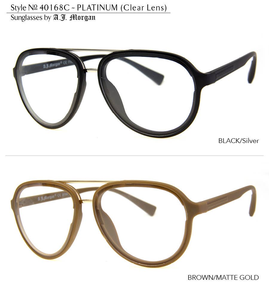 A.J. Morgan - PLATINUM - CLEAR LENS (Non-Magnifying): GOLD-BRW / CLEAR LENS