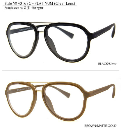 A.J. Morgan - PLATINUM - CLEAR LENS (Non-Magnifying): GOLD-BRW / CLEAR LENS