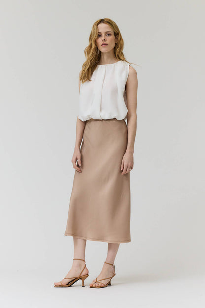 Grade & Gather - 50685 - SATIN MERMAID FIT SKIRT: BLUE DUSK / Contemporary / MEDIUM